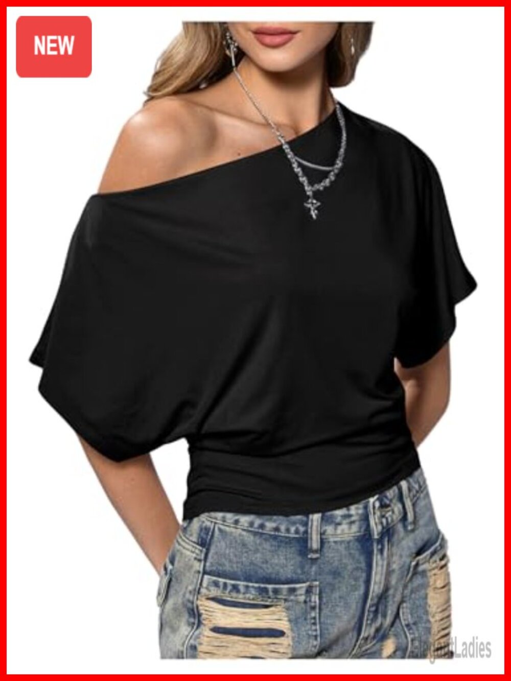 Off Shoulder Asymmetrical Crop Top Short Sleeve Summer Going Out Top